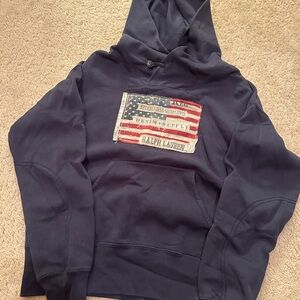 Ralph Lauren Blue Sweater with Flag Patch